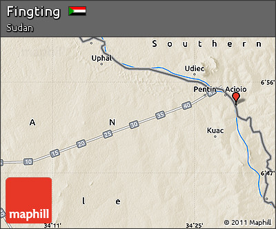 Shaded Relief Map of Fingting