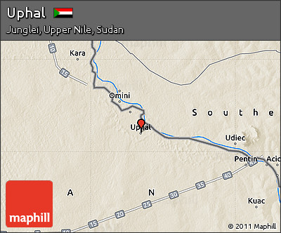Shaded Relief Map of Uphal