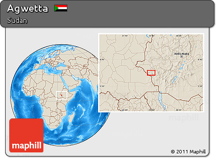 Shaded Relief Location Map of Agwetta