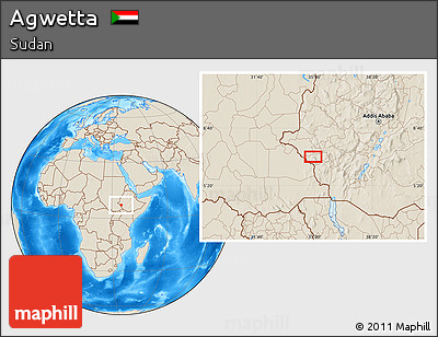Shaded Relief Location Map of Agwetta