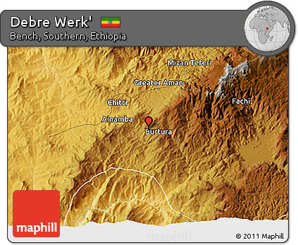 Physical 3D Map of Debre Werk'