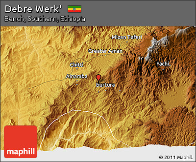 Physical 3D Map of Debre Werk'