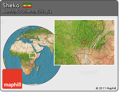 Satellite Location Map of Sheko