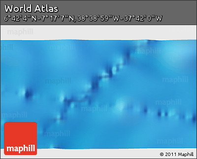 Physical 3D Map of the Area around 6° 59' 36" N, 38° 10' 29" W