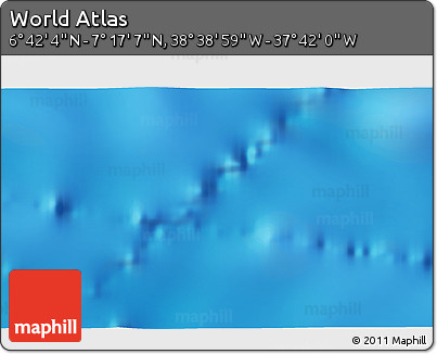 Physical 3D Map of the Area around 6° 59' 36" N, 38° 10' 29" W