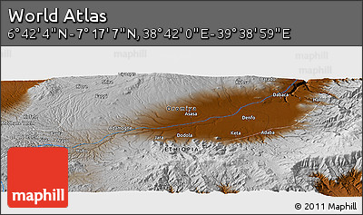 Physical Panoramic Map of the Area around 6° 59' 36" N, 39° 10' 29" E