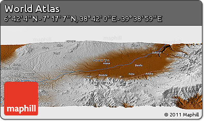Physical Panoramic Map of the Area around 6° 59' 36" N, 39° 10' 29" E