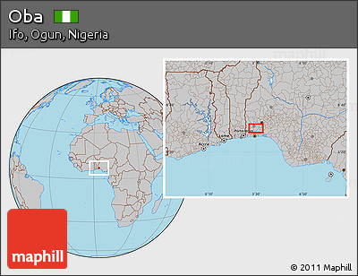 Gray Location Map of Oba