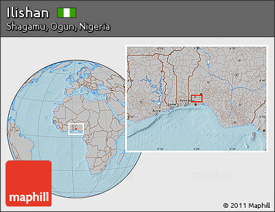 Gray Location Map of Ilishan, hill shading