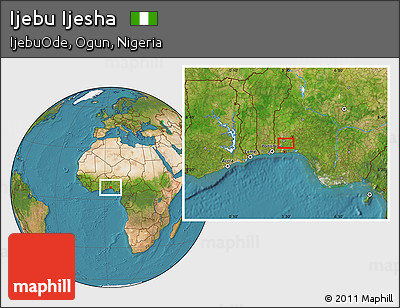 Satellite Location Map of Ijebu Ijesha