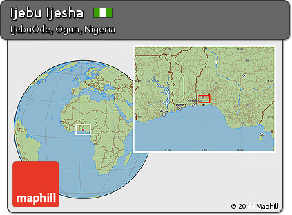 Savanna Style Location Map of Ijebu Ijesha