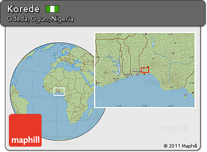 Savanna Style Location Map of Korede