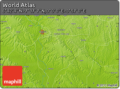 Physical Map of the Area around 6° 59' 36" N, 3° 28' 30" E