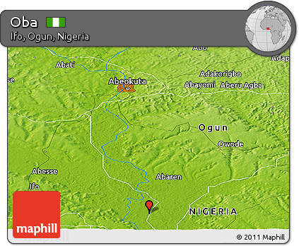 Physical Panoramic Map of Oba