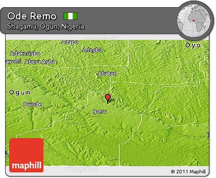 Physical Panoramic Map of Ode Remo
