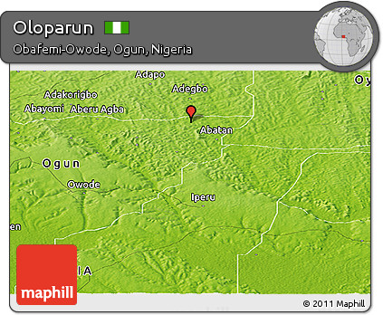 Physical Panoramic Map of Oloparun
