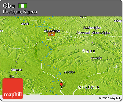Physical Panoramic Map of Oba