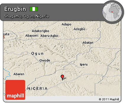 Shaded Relief Panoramic Map of Erugbin
