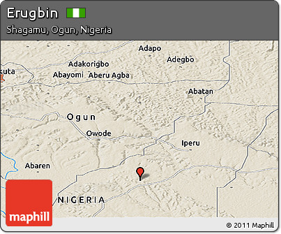 Shaded Relief Panoramic Map of Erugbin