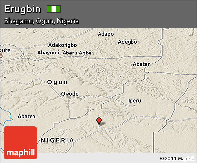 Shaded Relief Panoramic Map of Erugbin