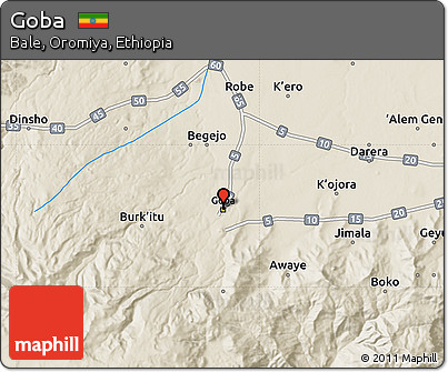 Bale Goba Ethiopia Map Free Shaded Relief Map Of Goba