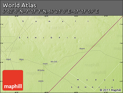 Physical Map of the Area around 6° 59' 36" N, 46° 49' 30" E