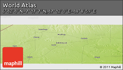 Physical Panoramic Map of the Area around 6° 59' 36" N, 47° 40' 29" E