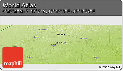 Physical Panoramic Map of the Area around 6° 59' 36" N, 47° 40' 29" E