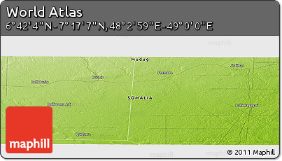 Physical Panoramic Map of the Area around 6° 59' 36" N, 48° 31' 29" E