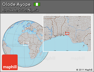 Gray Location Map of Olode Ayope