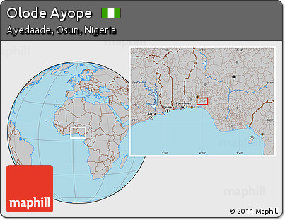 Gray Location Map of Olode Ayope
