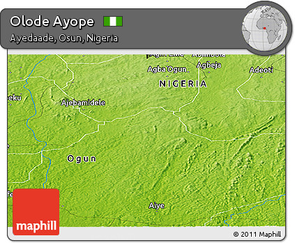 Physical Panoramic Map of Olode Ayope