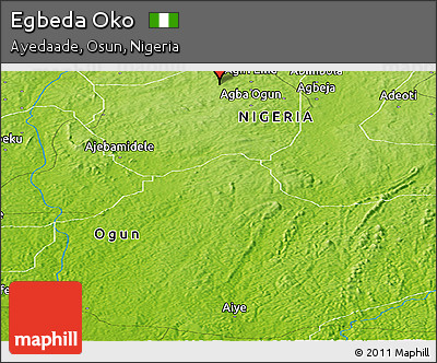 Physical Panoramic Map of Egbeda Oko