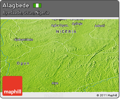 Physical Panoramic Map of Alagbede