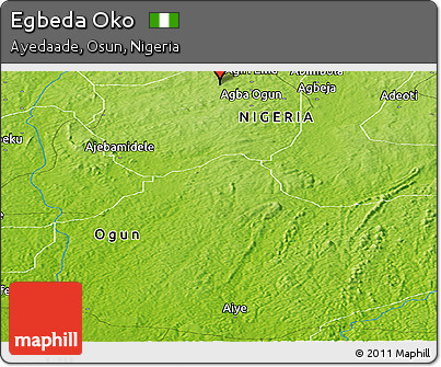 Physical Panoramic Map of Egbeda Oko