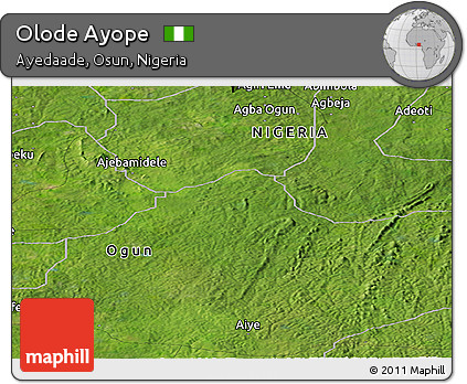 Satellite Panoramic Map of Olode Ayope