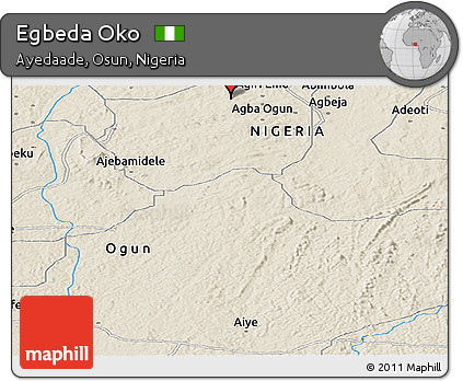 Shaded Relief Panoramic Map of Egbeda Oko