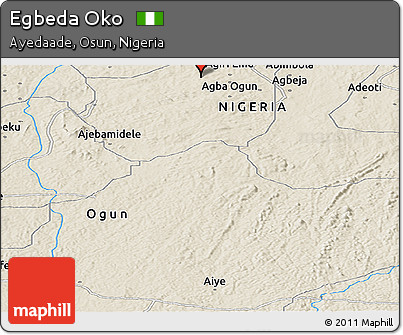 Shaded Relief Panoramic Map of Egbeda Oko
