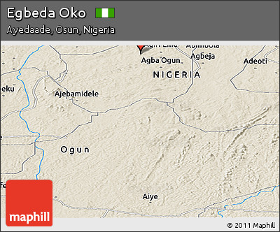 Shaded Relief Panoramic Map of Egbeda Oko