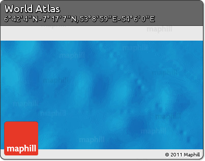 Physical 3D Map of the Area around 6° 59' 36" N, 53° 37' 30" E
