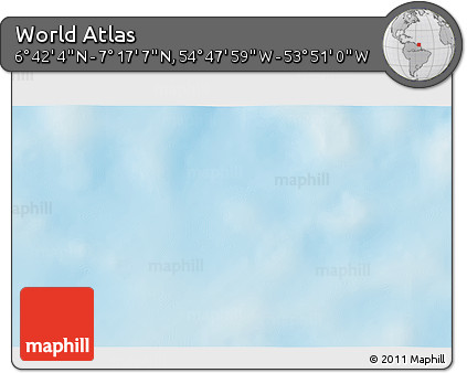 Physical 3D Map of the Area around 6° 59' 36" N, 54° 19' 30" W