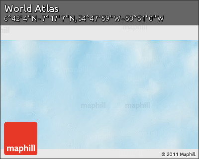 Physical 3D Map of the Area around 6° 59' 36" N, 54° 19' 30" W