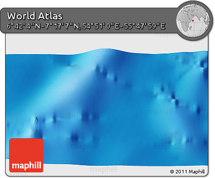 Physical 3D Map of the Area around 6° 59' 36" N, 55° 19' 30" E
