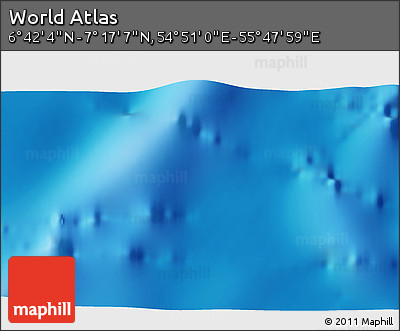 Physical 3D Map of the Area around 6° 59' 36" N, 55° 19' 30" E
