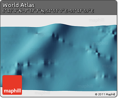 Satellite 3D Map of the Area around 6° 59' 36" N, 55° 19' 30" E