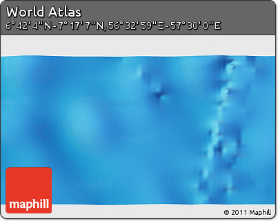 Physical 3D Map of the Area around 6° 59' 36" N, 57° 1' 29" E