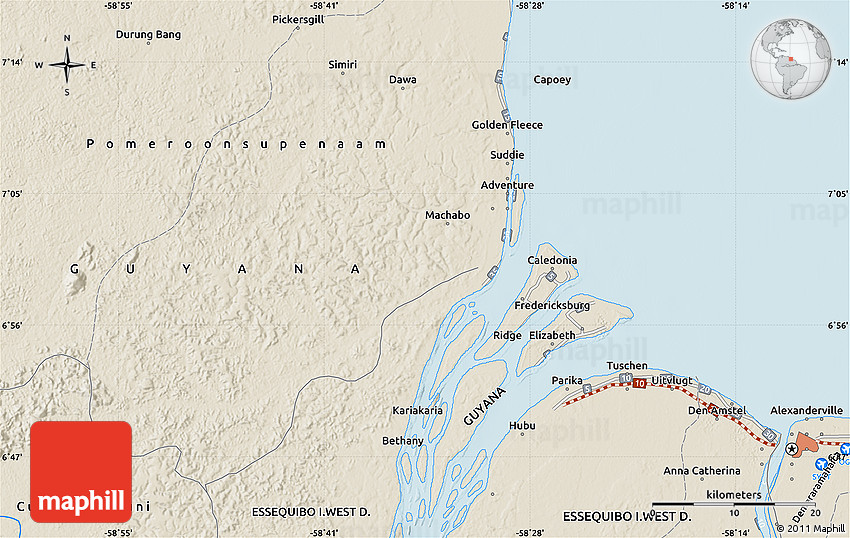 Shaded Relief Map of Ridge