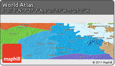 Political Panoramic Map of the Area around 6° 59' 36" N, 5° 52' 30" W