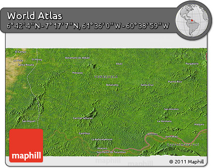 Satellite 3D Map of the Area around 6° 59' 36" N, 61° 7' 30" W