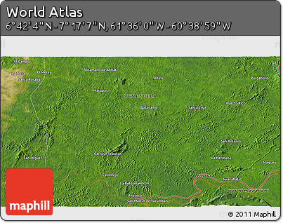 Satellite 3D Map of the Area around 6° 59' 36" N, 61° 7' 30" W